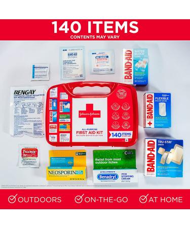 Johnson & Johnson Band-Aid All-Purpose First Aid Kit - 140 Count | Portable Compact Kit for Minor Cuts, Scrapes, Sprains & Burns | Ideal for Home, Car, Travel & Outdoor Emergencies - Buy Online on GoSupps.com