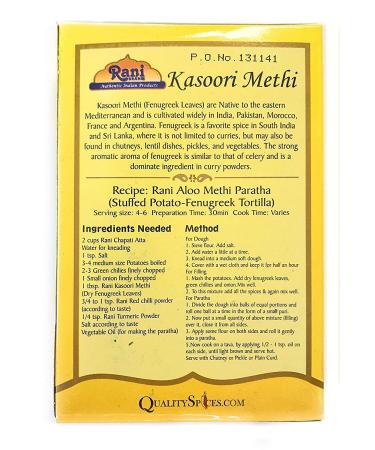 Rani Fenugreek Leaves Dried (Kasoori Methi) 1oz - All Natural Vegan Gluten-Free NON-GMO - Indian Origin - 28g (1oz) - Buy Online on GoSupps.com