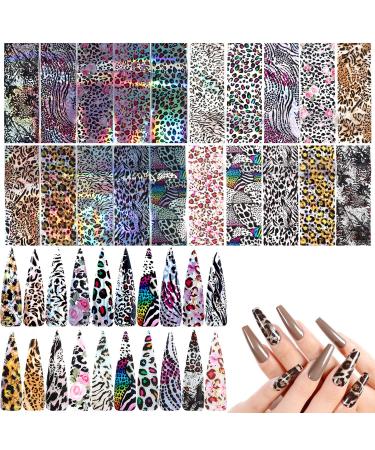 20 Sheets Leopard Nail Stickers Starry Sky Animal Skin Design Nail Art Decoration Glue Transfer Nail Foils for Women Fingernails and Toenails Acrylic Decorations Manicure Tips Wraps Charms Nail-14 - Buy Online on GoSupps.com