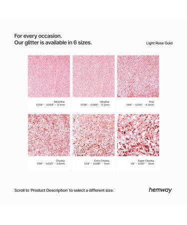 Hemway Ultra-Schein Light Rose Gold Chunky Glitter 100g - Cosmetic Safe for Epoxy Resin Art Weddings & Decorations - Buy Online on GoSupps.com