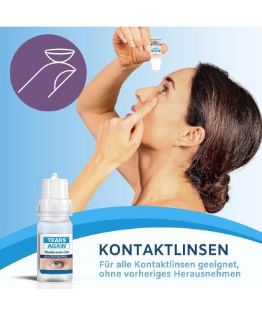 Tears Again Hyaluron 0.3% Gel Eye Drops - Soothing Relief for Dry Reddened & Itchy Eyes | Preservative-Free 10ml Solution - Buy Online on GoSupps.com
