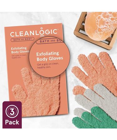 Cleanlogic Exfoliating Gloves - Reusable Body Exfoliator for Smooth, Clean Skin - Boost Circulation and Lymphatic Drainage - 3 Pairs - Buy Online on GoSupps.com