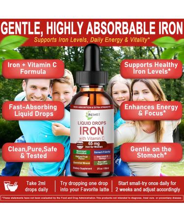 Iron Supplement Liquid Drops High Absorption Iron Supplement for Women 65 mg Liquid Iron for Red Blood Cell Support* Vegan Essential Mineral Iron Drops with Vitamin C Non-GMO 30 Servings - Buy Online on GoSupps.com