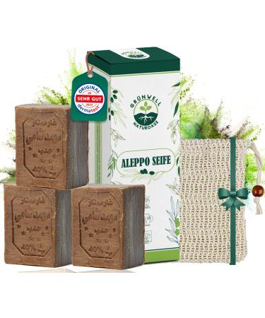 Gr nwell Naturoase Aleppo soap Original 60% olive oil 40% laurel oil approx. 600 gr |Olive oil soap natural care for face and body |Hair soap olive oil soap |Aleppo Soap |Original Aleppo soap