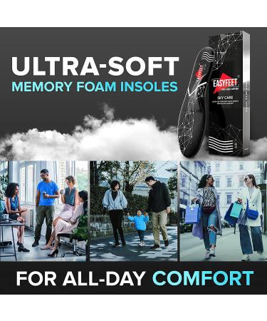 Premium Memory Foam Insole with Arch Support for Men Women - Pain Relief Plantar Fasciitis - Shock Absorption - Fits Work Boots, Running Shoes, Hiking Sneakers - Black - Men 9-10.5/Women 10-11.5 - Buy Online on GoSupps.com