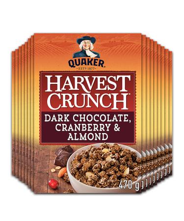Quaker Harvest Crunch Dark Chocolate Cranberry & Almond Granola Cereal Multi-Pack 470g (Pack of 16)