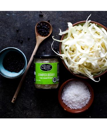 Juniper Berry with Lemon and Cracked Black Pepper Sauerkraut - Organic Raw & Unpasteurised - Traditionally Fermented - 1kg Jar - by The Cultured Food Company - Buy Online on GoSupps.com