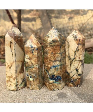 Natural Raw Azurite Quartz Point Decorative Geological Tower Gemstones and Crystals Minerals Decoration Stone Mineral Specimen 1pcs