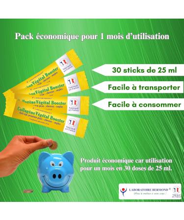 Collagen Vegetal Booster Liquid - 30 x 25 ml - Premium Anti-Aging - Beauty Skin - Hair - Nails - Patented Natural Active Ingredients Proven Effectiveness - Peptides - Hyaluronic Acid - Made in France - Buy Online on GoSupps.com