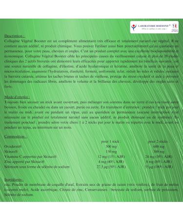 Collagen Vegetal Booster Liquid - 30 x 25 ml - Premium Anti-Aging - Beauty Skin - Hair - Nails - Patented Natural Active Ingredients Proven Effectiveness - Peptides - Hyaluronic Acid - Made in France - Buy Online on GoSupps.com