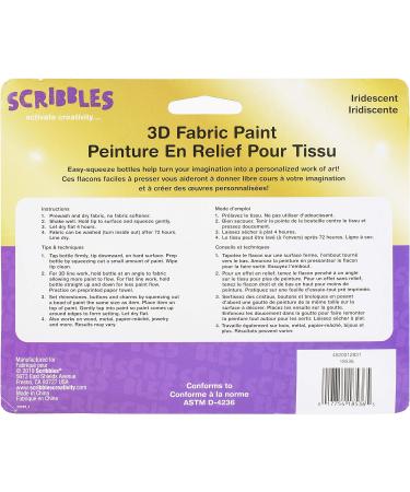 Scribbles 18536 Dimensional Fabric Paint Iridescent 6-Pack 1 oz - Vibrant Colors for Creative Projects - Buy Online on GoSupps.com