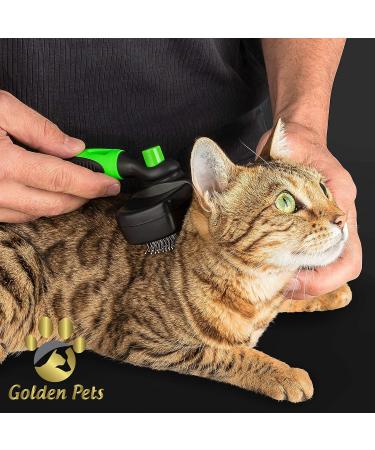 Golden Pets Self-Cleaning Dog & Cat Brush | Improved Version for Short to Long Hair | Fast Cleaning & Nursing Dish for Small to Large Animals - Buy Online on GoSupps.com