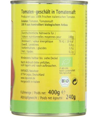 Rapunzel Pack of 3 Canned Peeled Tomatoes (3 x 400g) - Organic - Buy Online on GoSupps.com