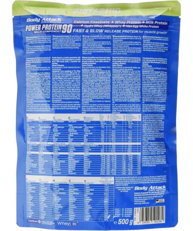 Body Attack Power Protein 90 - 500g Pistachio Protein Powder - Multi-Component with BCAA Vitamins & L-Carnitine - Creamy Taste & Easy Mixing - Made in Germany - Buy Online on GoSupps.com
