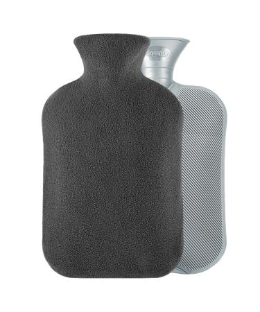 samply Hot Water Bottle with Soft Cover 2L Hot Water Bag for Neck and Shoulder Pain Relief Hot and Cold Therapies Hand Feet Warmer Grey Gray