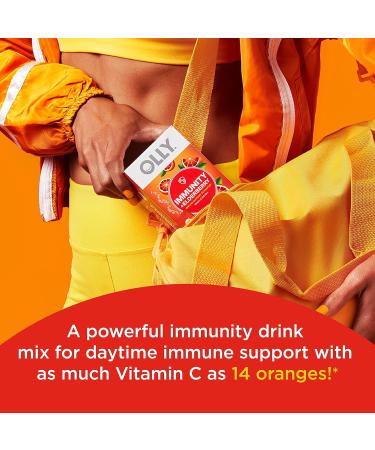 OLLY Immunity Powder - Daytime Immune Support Elderberry Vitamin C D Zinc Fizzy Drink Mix, Blood Orange (10 Count) - Buy Online on GoSupps.com