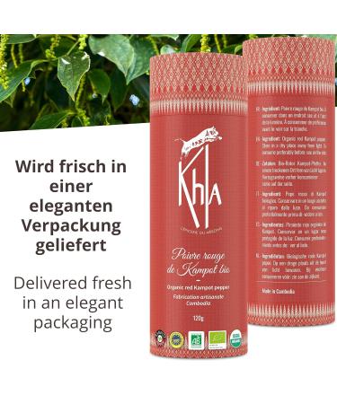 Khla Kampot Pepper Red Organic 120g | Sweet & Fruity Red Peppercorns | Grand Cru Quality from Cambodia | Ideal for Your Kitchen - Buy Online on GoSupps.com