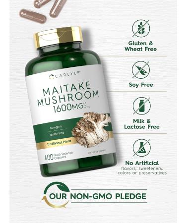 Carlyle Maitake Mushroom Capsules 1600mg 400 Count - Non-GMO & Gluten Free Supplement - Buy Online on GoSupps.com