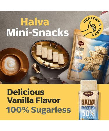 Achva Halva Mini Snack Bag - 50% Sesame Vegan Treat | Healthy Breakfast & Snack - 15 x 10g Gift Pack - Buy Online on GoSupps.com