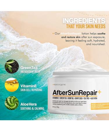 Epic Organic After Sun Lotion - Sunburn Relief with Aloe Vera & Vitamin E - Moisturizer for Dry, Itchy Skin - Natural Face Cream - 8 oz - Buy Online on GoSupps.com