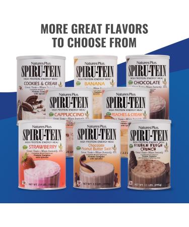 NaturesPlus SPIRU-TEIN Protein Powder Meal - Strawberry - 8 Packets - Plant-Based Protein Shake - Non-GMO Vegetarian Gluten Free - 8 Servings - Buy Online on GoSupps.com