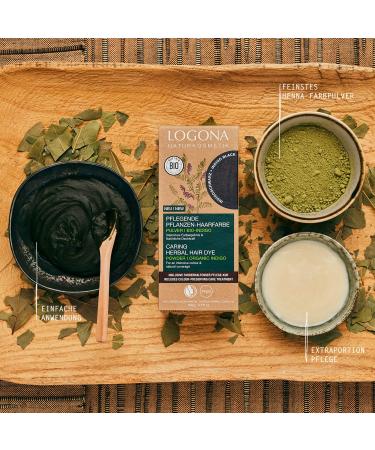 Logona Natural Herbal Hair Color - Vegan Indigo Powder for Intense Shine | 100g Plant-Based Hair Dye (Black) - Buy Online on GoSupps.com