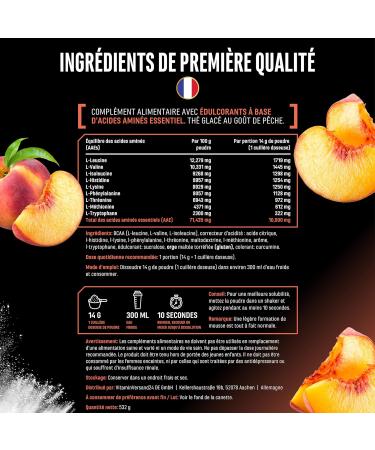  GEN GERMAN ELITE NUTRITION EAA Powder 532g (38 servings) - All 9 essential amino acids including histidine & BCAAs - Human Code formula - Vegan - Very good solubility - Refreshing amino acid drink (Peach Iced Tea) - Buy Online on GoSupps.com