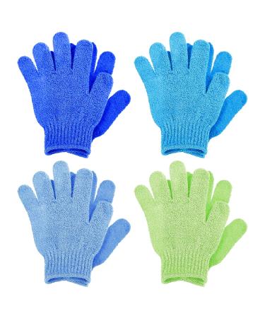 Sibba 8 pieces peeling gloves bathing hand shoes for shower spa massage gland nylon bodet gloves body peeling of dead skin cells skin body scrubbing bathing accessories men scenary green+light blue+sea blue+dark blue - Buy Online on GoSupps.com