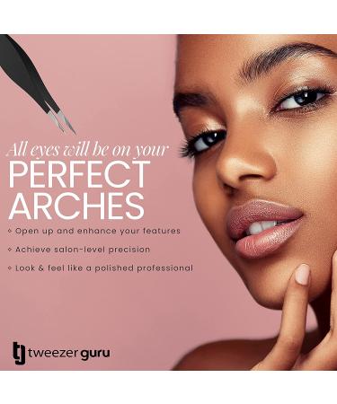 Tweezer Guru Pointed Tweezers - Precision Needle Nose for Eyebrows, Ingrown Hair, Blackheads & Splinters - Black - Buy Online on GoSupps.com