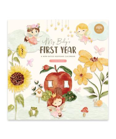 Baby's First Year Calendar by Bright Day - 1st Year Tracker - Journal Album To Capture Precious Moments - Milestone Keepsake For Baby Girl or Boy Fairy