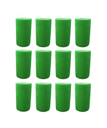 Cohesive Bandage - 12 Rolls x 10cm x 4.5m First Aid Sports Wrap Bandages COBOX Pet Vet Wrap Self Adherent Cohesive Bandages green