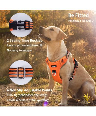 Funfox Dog Harness for Small & Medium Dogs - No Pull Adjustable Breathable Safety Harness in Orange - Buy Online on GoSupps.com