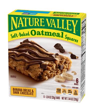 Nature Valley Soft-Baked Oatmeal Squares, Banana Bread and Dark Chocolate, 6 Bars - 1.2 oz