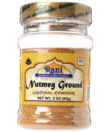 Rani Nutmeg (Jaiphul) Ground Powder Spice 3oz (85g) PET Jar  All Natural | Vegan | Gluten Friendly | NON-GMO | Indian Origin Powder 3 Ounce (Pack of 1)