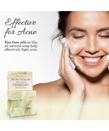 Tea Tree Oil Soap Bars - Handmade in USA, 4 Natural Bars for Face, Body, Hand & Foot Wash - Fights Acne, Itch & Body Odor - Non-GMO Ingredients - Buy Online on GoSupps.com