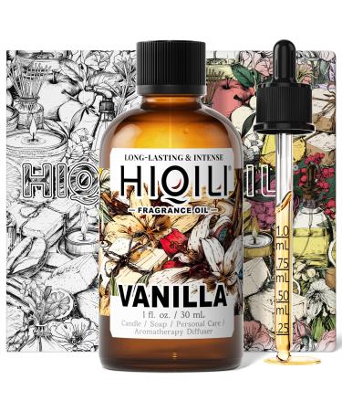HIQILI Vanilla Fragrance Oil for Body Spray Diffuser Use Essential Oil for Candle Soap and Women Perfume Making - 1 Fl Oz Gourmand-Vanilla 1 Fl Oz (Pack of 1)