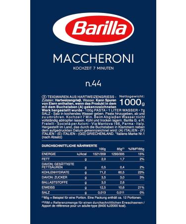 Barilla Macaroni Pasta 1 kg - Pack of 4 - Buy Online on GoSupps.com