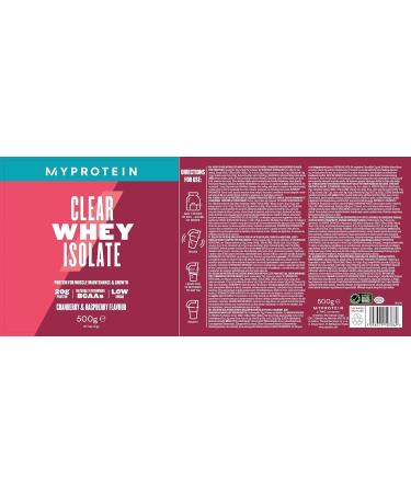 Myprotein Clear Whey Isolate Protein Powder - Cranberry & Raspberry 870g - 20 Servings | Refreshing Whey Protein Shake with 20g Protein & 4g BCAA - Pack of 1 - Buy Online on GoSupps.com