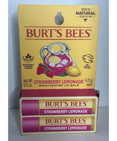 Burt's Bees Strawberry Lemonade Lip Balm - 2 Tubes (0.15 oz) | Natural Moisturizing Lip Care - Buy Online on GoSupps.com