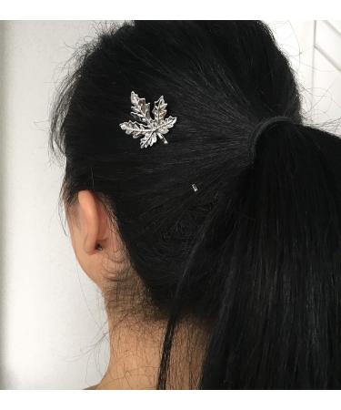 Elegant Silver Maple Leaf Hair Clip - Stylish Gold & Silver Hair Accessory | HA6263 - Buy Online on GoSupps.com