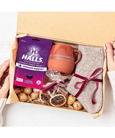 HALLS Cough and Throat Relief + Immune Support Elderberry Flavor Cough Drops 25 Drops - Buy Online on GoSupps.com