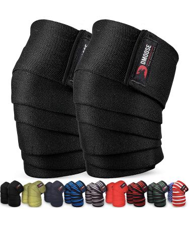 DMoose Knee Wraps for Weightlifting - 78" Length Heavy Duty Knee Straps Pair - Avoid Knee Injury - Provides Joint Stability I Cross Training & WODs I Compression & Elastic Support Black (Pair)
