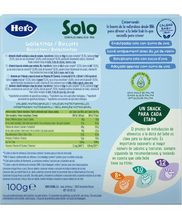 Hero Solo BIO - Animal Biscuits Snack for Babies from 12 Months - 100% Organic and Natural Palm Oil Free - Pack of 5 x 100 g - Buy Online on GoSupps.com
