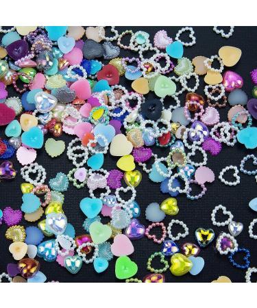 400pcs Heart Pearls Nail Charms AB Color Multi Shapes Sizes | 3D Nail Art Charms for Valentine's Day Manicure | DIY Crafts Jewelry Accessories - S1-Mix Color - Buy Online on GoSupps.com