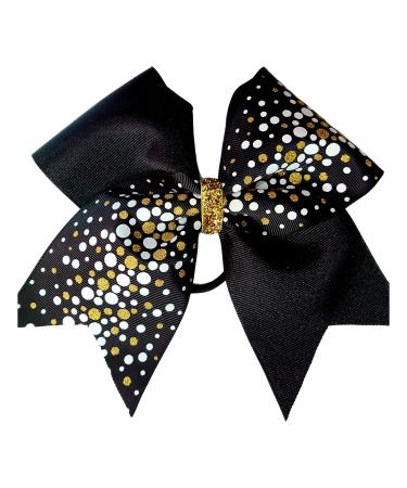 Cheer bows Black and gold sparkle dots hair bow