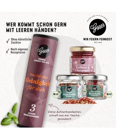 Gepp's Delicatessen Gift Set 'A Little Thing' - Gourmet Gift Set for Men & Women | Bruschetta Dip Strawberry Champagne Spread Spice Salt | Natural No Artificial Additives - Buy Online on GoSupps.com