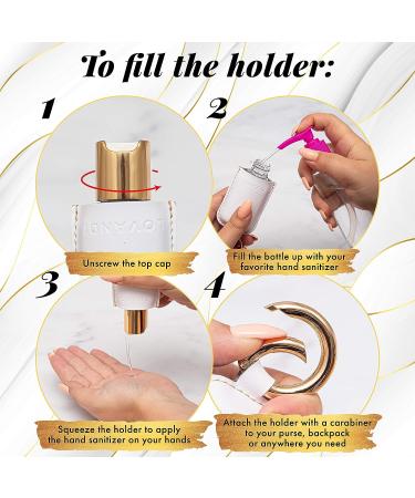 LOVANDI Hand Sanitizer Holder Keychain - Refillable Mini Travel Bottle - Gold/White - Buy Online on GoSupps.com