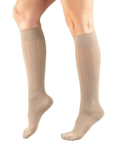 Truform Compression Socks for Women - 15-20 mmHg Knee High Tan Cable Knit (Pack of 2) - Large Women's Dress Socks - Buy Online on GoSupps.com