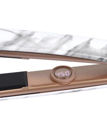 Best 1 Inch Hair Straightener - 2 in 1 Flat Iron & Curler Ceramic Dual Voltage Auto Shut Off White Marble - Salon Quality for Frizz-Free Hair - Buy Online on GoSupps.com