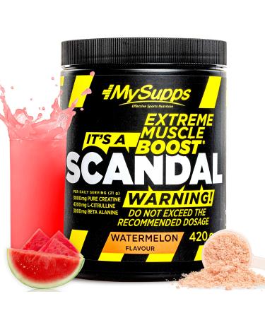 My Supps Scandal Pre Workout Booster 420g Watermelon - Pump Training Booster Powder With Caffeine Citrullin & Kreatin - Training Fitness Booster Highly dosed made in Germany - Buy Online on GoSupps.com